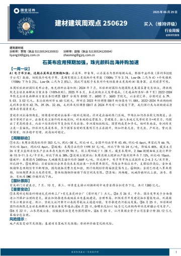 建材建筑周观点：石英布应用预期加强，珠光颜料出海并购加速-国金证券 听光Vic_1