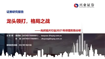光伏硅片行业2021年供需形势分析:龙头领打,格局之战-20210125-兴业证券-27页