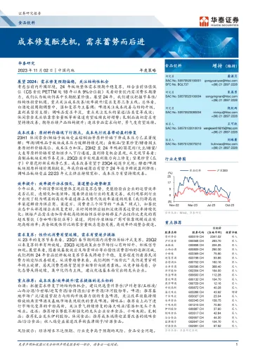 食品饮料行业年度策略:成本修复酝先机,需求蓄势而后进-20231102-华泰证券-25页