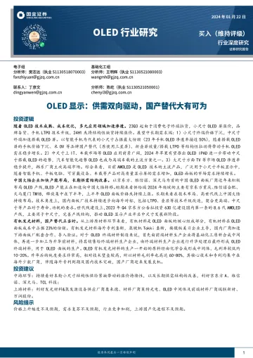 OLED行业研究:OLED显示:供需双向驱动,国产替代大有可为-国金证券 听光Vic_1