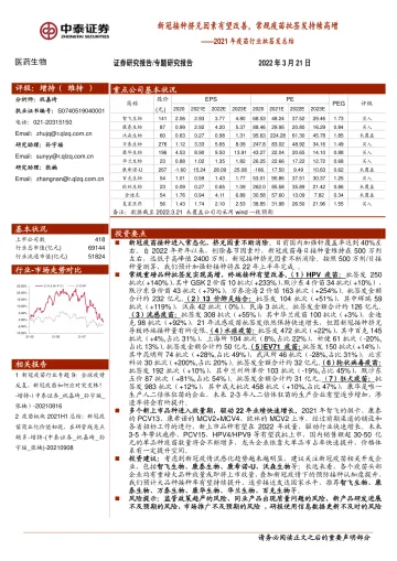 2021年疫苗行业批签发总结:新冠接种挤兑因素有望改善,常规疫苗批签发持续高增-20220321-中泰证券-25页