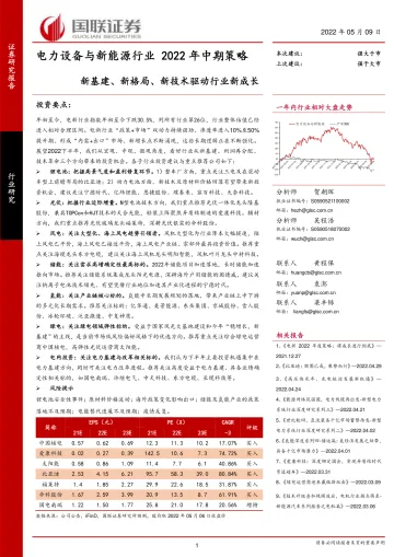 电力设备与新能源行业2022年中期策略:新基建、新格局、新技术驱动行业新成长-20220509-国联证券-64页