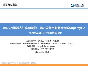 电网&工控2026年度策略报告:AIDC&机器人共享AI赋能,电力设备出海拥抱全球Supercycle-东吴证券 听光Vic
