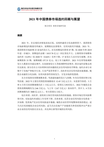 2021年中国债券市场违约回顾与展望-20220323-联合资信-21页