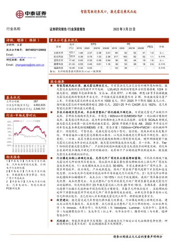 汽车电子行业:智能驾驶迎来风口,激光雷达乘风而起-20220322-中泰证券-38页