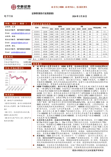 AI系列之HBM:AI硬件核心,需求爆发增长-中泰证券 听光Vic