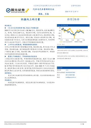 汽车与汽车零部件行业:把握向上的力量-国元证券 听光vic