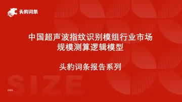头豹:中国超声波指纹识别模组行业市场规模测算逻辑模型 头豹词条报告系列 听光vic