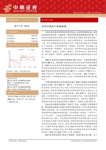 机械设备深度报告:国产替代专题-分析仪器进口数据梳理-中邮证券 听光Vic