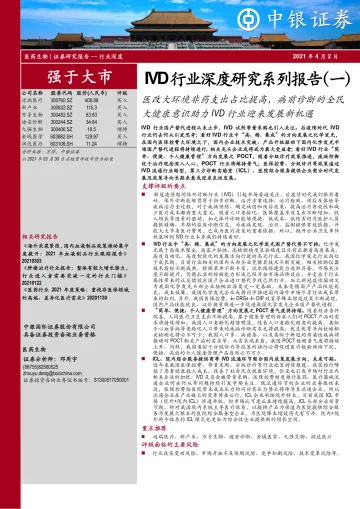 IVD行业深度研究系列报告（一）：医改大环境非药支出占比提高，病前诊断的全民大健康意识助力IVD行业迎来发展新机遇-20210402-中银国际-146页_1