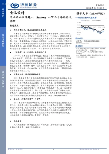 日本酒水业专题一：Suntory一百二十年的历久弥新-华福证券 听光Vic