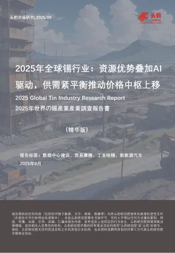 2025年全球锡行业:资源优势叠加AI驱动,供需紧平衡推动价格中枢上移-头豹研究院 听光Vic