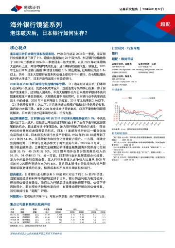 海外银行镜鉴系列:泡沫破灭后,日本银行如何生存?-国信证券 听光Vic