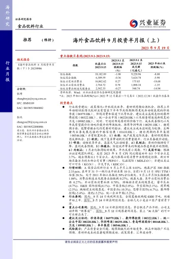 海外食品饮料行业9月投资半月报(上)-20230919-兴业证券-22页