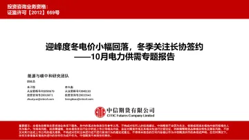 10月电力供需专题报告:迎峰度冬电价小幅回落,冬季关注长协签约-20231031-中信期货-34页