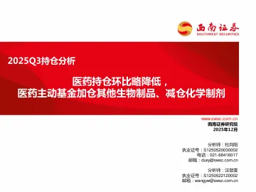 2025Q3持仓分析：医药持仓环比略降低，医药主动基金加仓其他生物制品、减仓化学制剂-西南证券 听光Vic_1