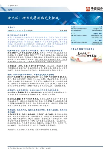 宏观年度策略:欧元区,增长或将面临更大挑战-20231107-华泰证券-22页