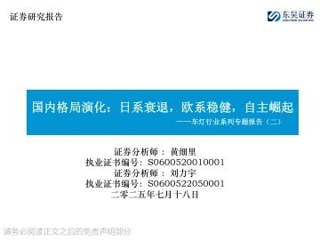 车灯行业系列专题报告(二):国内格局演化:日系衰退,欧系稳健,自主崛起-东吴证券 听光Vic