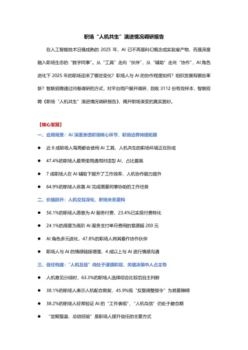 职场人机共生演进情况调研报告-智联研究院 听光Vic