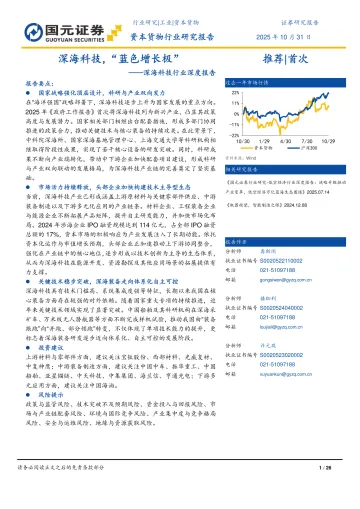 深海科技行业深度报告:深海科技,“蓝色增长极”-国元证券 听光Vic