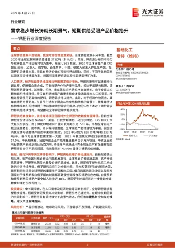 钾肥行业深度报告:需求稳步增长铸就长期景气,短期供给受限产品价格抬升-20220425-光大证券-40页