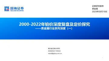 贵金属行业系列深度(一):2000_2022年铂价深度复盘及定价探究-20230919-国海证券-56页