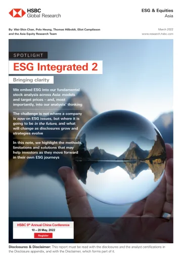 HSBC-亚太地区投资策略-ESG整合:进一步清晰-2022.3-43页