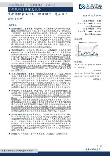 食品饮料行业深度报告:宠物保健食品行业:旭日初升,竿头日上-东吴证券 听光Vic
