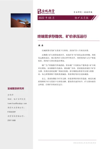 铁矿石月报:终端需求存隐忧,矿价承压运行-20220428-宝城期货-17页