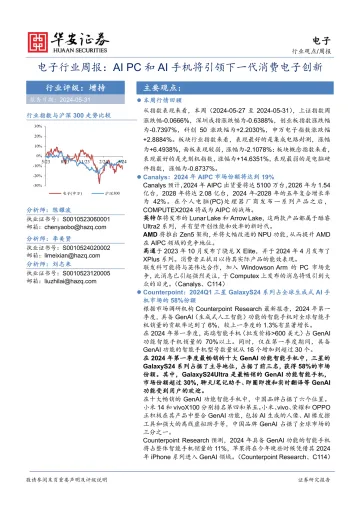 电子行业周报:AI PC和AI手机将引领下一代消费电子创新-华安证券 听光Vic.pdf