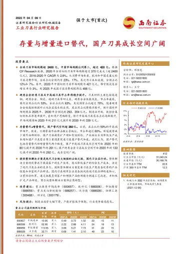 工业刀具行业研究报告:存量与增量进口替代,国产刀具成长空间广阔-20220409-西南证券-21页