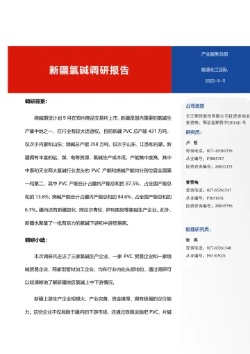 新疆氯碱调研报告-20230911-长江期货-15页