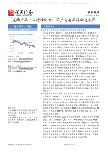 农林牧渔:宠物产品出口持续向好,国产自有品牌加速突围-华安证券 听光Vic_1