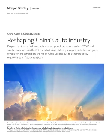 摩根士丹利-中国汽车与共享移动行业-重塑中国汽车行业-2022.3.15-63页