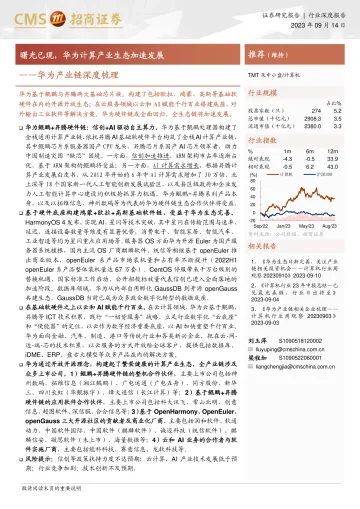 计算机行业华为产业链深度梳理:曙光已现,华为计算产业生态加速发展-20230914-招商证券-47页