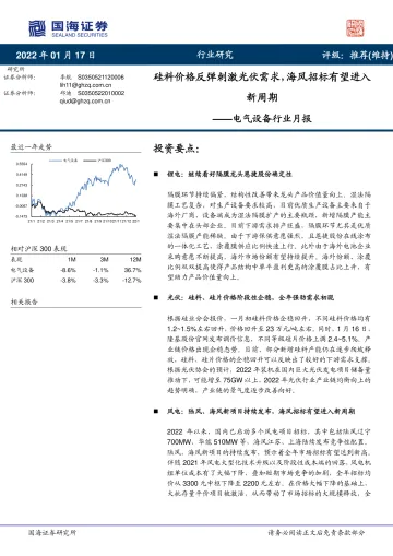 电气设备行业月报：硅料价格反弹刺激光伏需求，海风招标有望进入新周期-20220117-国海证券-17页