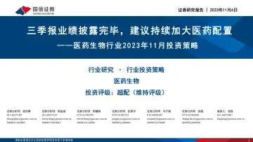 医药生物行业2023年11月投资策略:三季报业绩披露完毕,建议持续加大医药配置-20231106-国信证券-50页