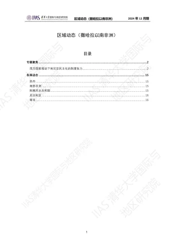 区域动态撒哈拉以南非洲地区2024年12月期-西方国家推动下肯尼亚民主化的制度张力-16页