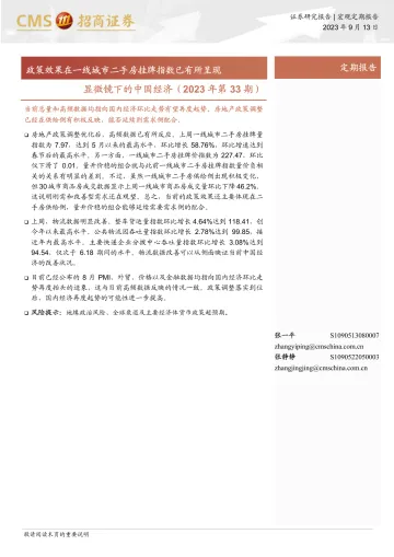 显微镜下的中国经济(2023年第33期):政策效果在一线城市二手房挂牌指数已有所呈现-20230913-招商证券-37页