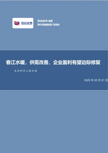 生命科学上游专题:春江水暖,供需改善,企业盈利有望边际修复-信达证券 听光Vic