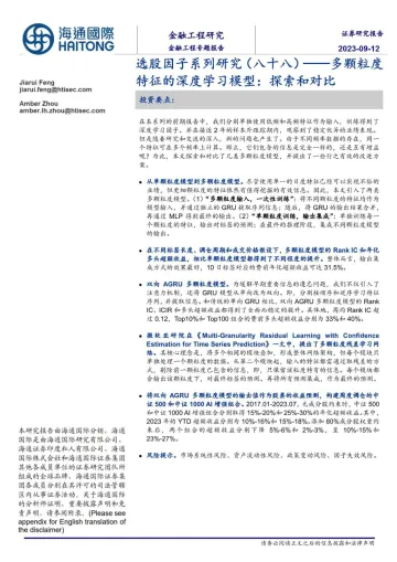 选股因子系列研究(八十八):多颗粒度特征的深度学习模型,探索和对比-20230912-海通国际-22页