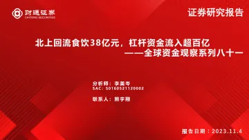 全球资金观察系列八十一:北上回流食饮38亿元,杠杆资金流入超百亿-20231104-财通证券-30页