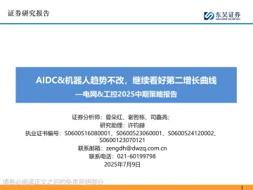 电网&工控2025中期策略报告:AIDC&机器人趋势不改,继续看好第二增长曲线-东吴证券 听光Vic_1