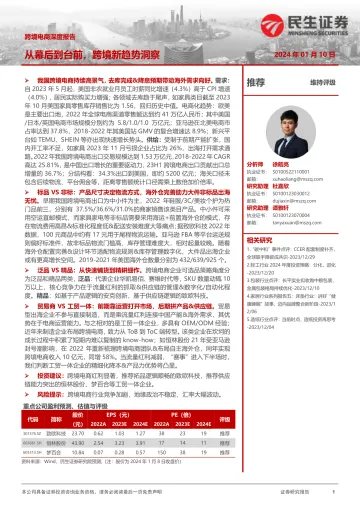 跨境电商深度报告:从幕后到台前,跨境新趋势洞察-民生证券 听光Vic