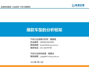 汽车与零部件行业:爆款车型的分析框架-20220313-东吴证券-40页