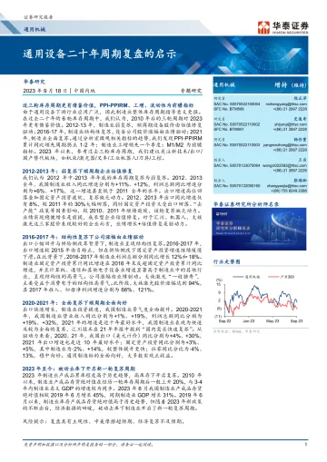 通用机械行业专题研究:通用设备二十年周期复盘的启示-20230918-华泰证券-31页