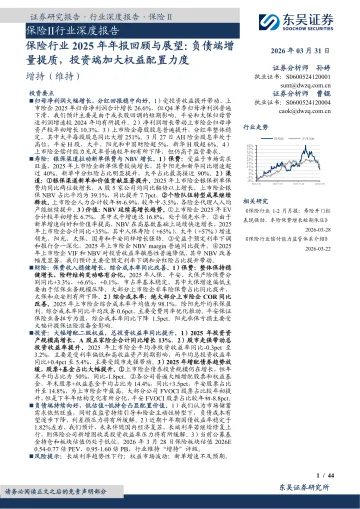 保险Ⅱ行业深度报告:保险行业2025年年报回顾与展望:负债端增量提质,投资端加大权益配置力度-东吴证券 听光Vic