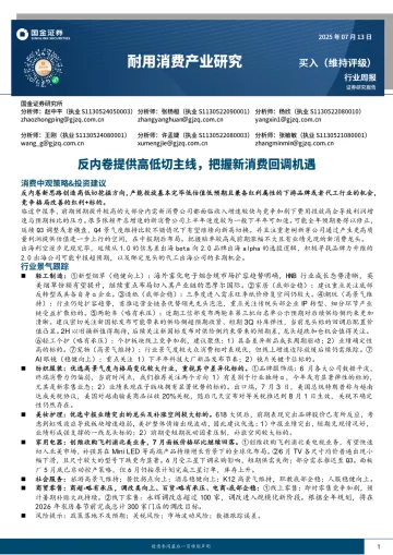 耐用消费产业研究:反内卷提供高低切主线,把握新消费回调机遇-国金证券 听光Vic_1