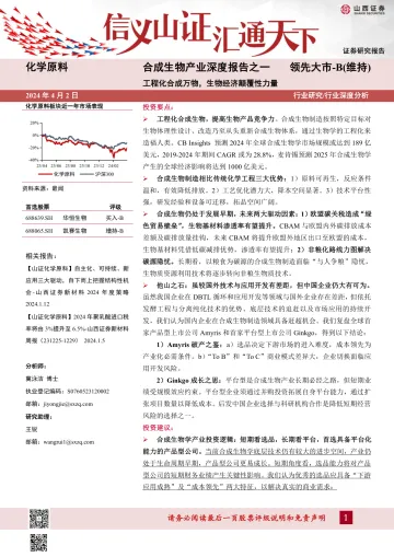 合成生物产业深度报告之一:工程化合成万物,生物经济颠覆性力量-山西证券 听光Vic
