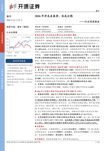 银行行业深度报告:2026年净息差展望:筑底企稳-开源证券 听光Vic